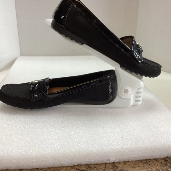 Coach Women’s Fonda Loafer Black Shoes, Suede Leather Logo Flats Size 8B - Picture 3 of 7